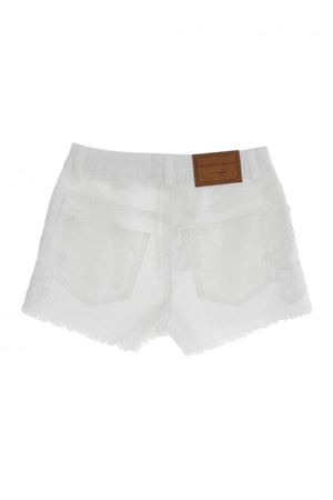 Shorts in denim bianco con frange ERMANNO SCERVINO KIDS | SFBE008CDS043B000